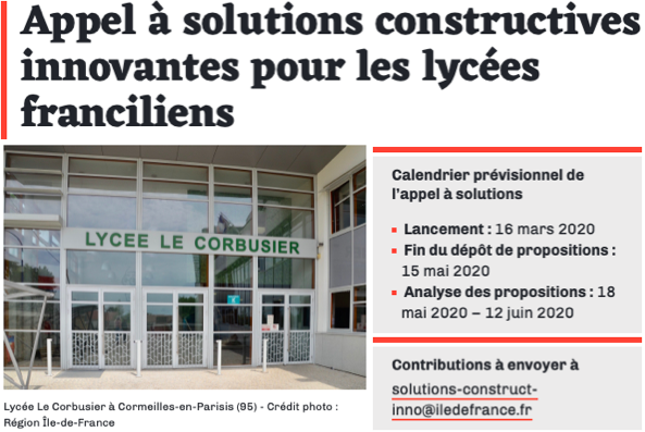 fibois_idf's tweet photo. [#AAP]

Pour les futures #réhabilitations, extensions et #constructions de lycées, la Région cherche jusqu'au 15 mai 2020 des innovations permettant de réduire délais et coûts.

C'est une grand opportunité pour la filière #forêt #bois !

Toutes les infos : https://t.co/RdPU3Uv89B https://t.co/MV8imLtiX5
