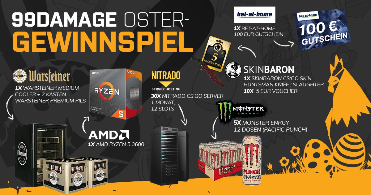99DAMAGEde's tweet image. [Werbung]
Der Osterhase war bereits fleißig und hat uns ein paar Geschenke vorbei gebracht! 🐇

Zusammen mit unseren Partnern verlosen wir beim 99Damage Oster-Gewinnspiel ein paar tolle Preise. 🎁

Hier könnt ihr teilnehmen:
bit.ly/2Xl5vPc