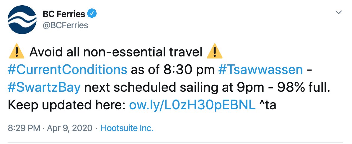 Some quick math from data on  @BCFerries Twitter account: At least the equivalent of 2,939 cars were transported between the mainland and Vancouver Island on Friday. The equivalent of 204 more cars came onto the Island than left it. Here's one example of how full the ferries were.