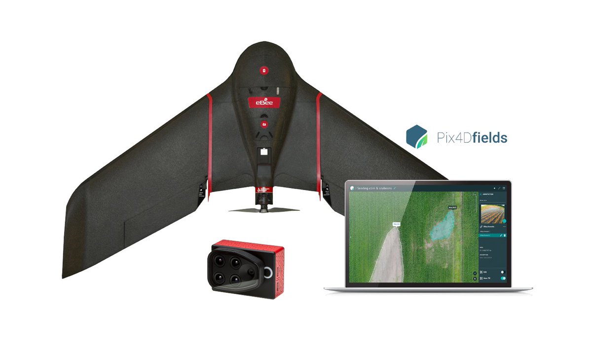 sensefly's tweet image. The eBee SQ #agriculture drone captures actionable crop data across four multispectral bands, plus RGB imagery, spanning hundreds of acres in a single flight. Save up to 30% off an #eBeeSQ &amp;amp; a year’s subscription to #Pix4Dfields here: promos.sensefly.com. #SmarterSeasons 🌾