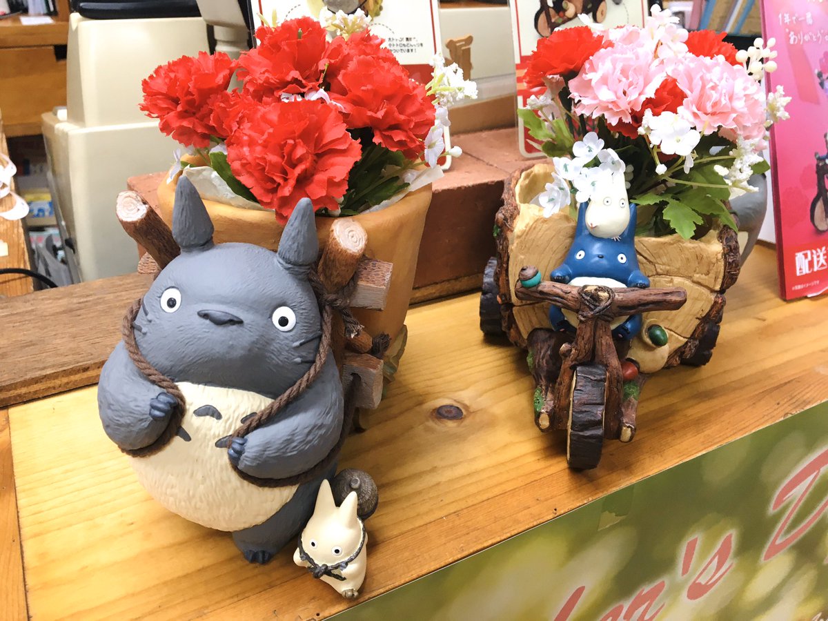 南新町 田町 常磐町商店街 高松 Pa Twitter 花とトトロで感謝を贈ろう 生花のカーネーションをトトロたちがお届けします 小トトロも真似をしてどんぐり担いでるー 南新町 どんぐり共和国zoo さんで予約受付中 他のジブリ商品もネット購入できますよ