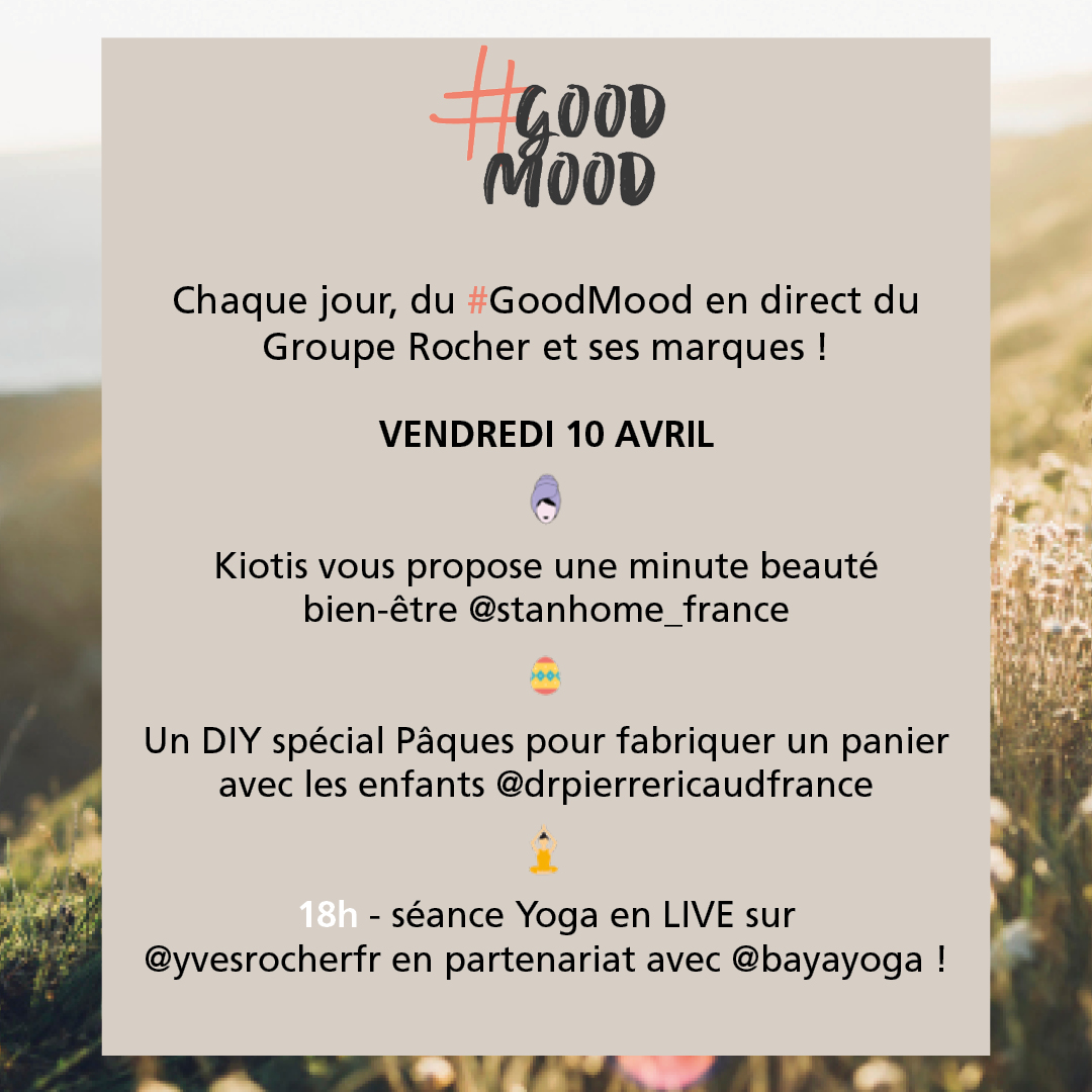 GroupeRocher's tweet photo. Planning d'activités du jour du Groupe et de ses marques pour une bonne dose de #GoodMood au quotidien🤗RDV sur notre compte Instagram : inside_grouperocher🌺 https://t.co/5akuDiL9Xi