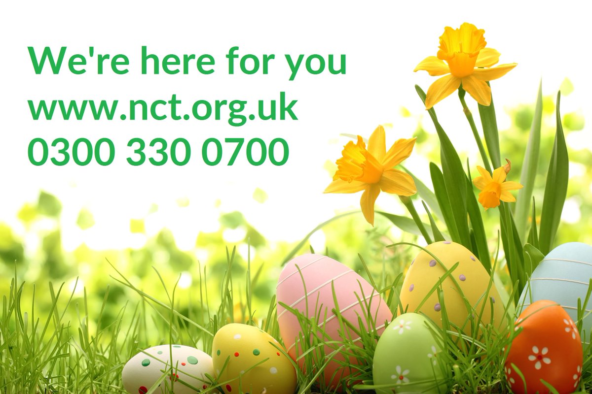 NCTcharity's tweet photo. 🐣 Happy Easter from all of us at NCT! 🐣

In these challenging times, we're still here for you through our 💚 online antenatal courses, 💚 volunteer-led parent network, 💚 free infant feeding support line and 💚 reliable information.

#NCTHereForYou #Connected #Supported https://t.co/nShKahXqCH