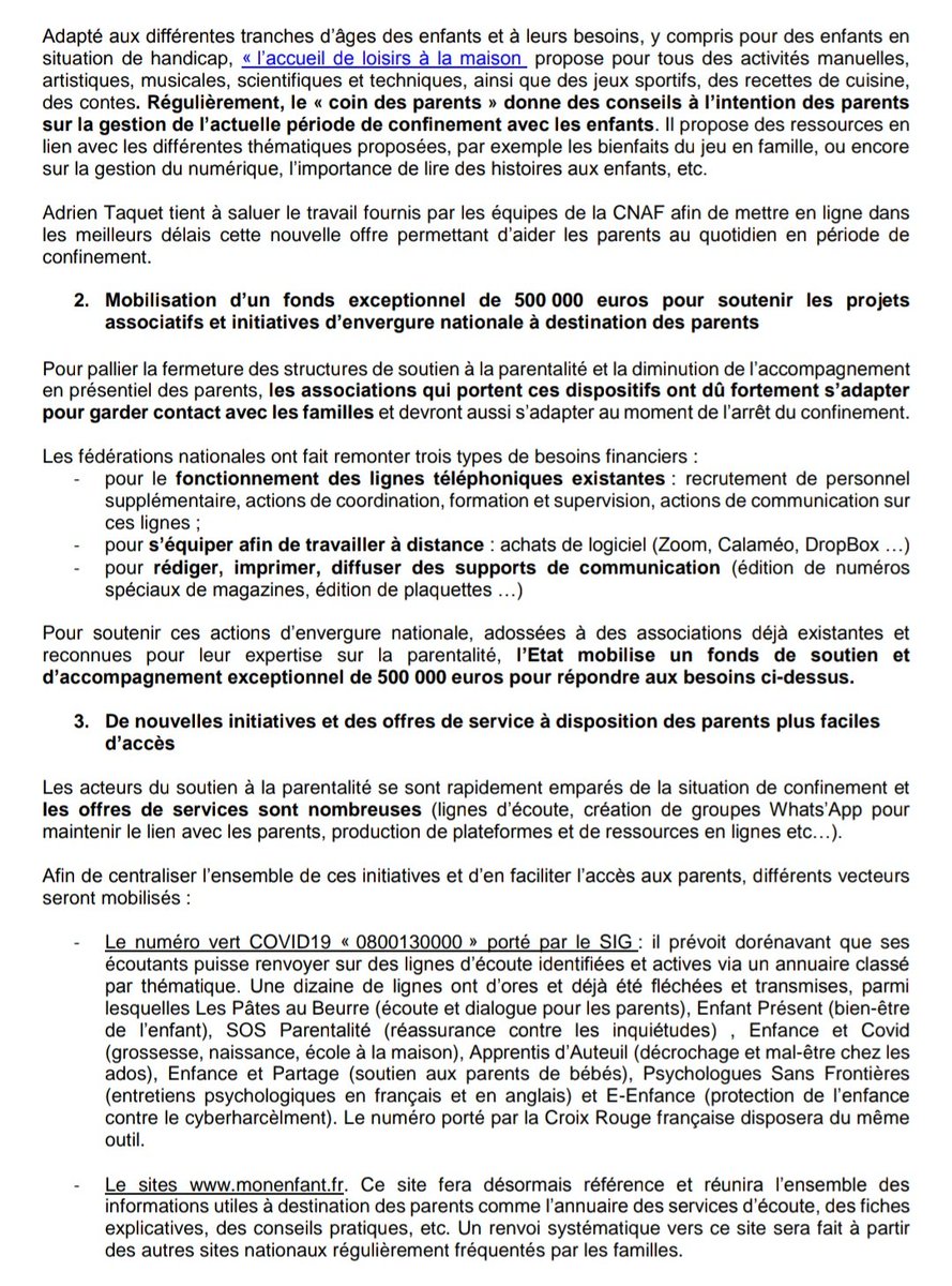 AdrienTaquet's tweet image. Protéger les enfants, souvent, cela passe par mieux accompagner les parents.

Avec la @cnaf_actus, nous lançons un plan d'actions pour aider les parents en période de #COVIDー19:

✅ Centre de loisirs virtuel
✅ Fonds de soutien aux assos
✅ Proactivité des CAF
✅ Lignes d'écoute
