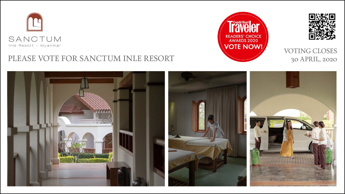 Vote for #SanctumInleResort in the <a href="/CNTraveler/">Condé Nast Traveler</a>’s 2020 Readers’ Choice Awards survey! Show how much you love us &amp; let the world know we are the best. Voting is simple:

1. Click cntraveler.com/rca/vote
2. Select Hotels &amp; Resorts
3. Search for Sanctum Inle Resort
4. Complete survey