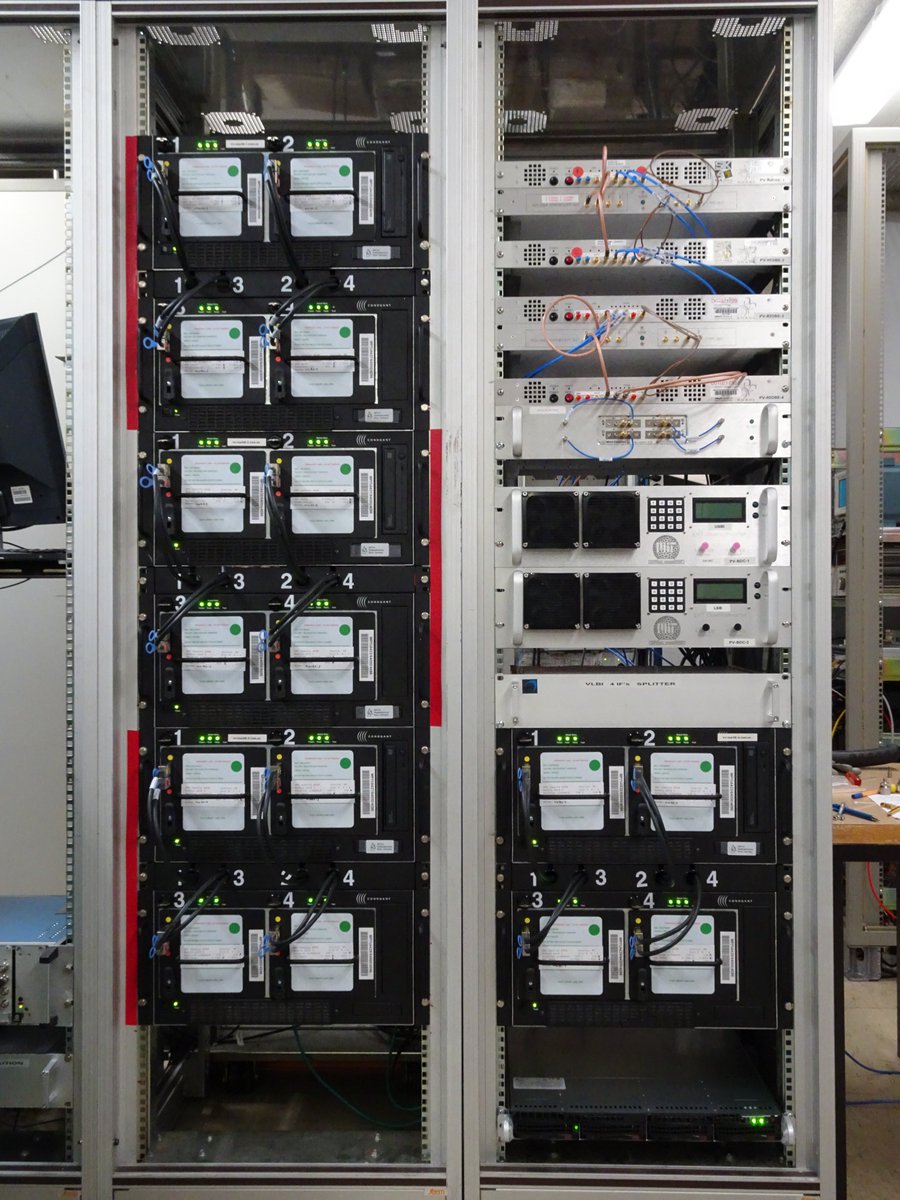 Members of  @ehtelescope equipped observatories with receivers and recording equipment like this one to achieve the highest data quality. Each telescope records its data onto stacked hard drives, which are then combined at a later time. cr. P. Torne