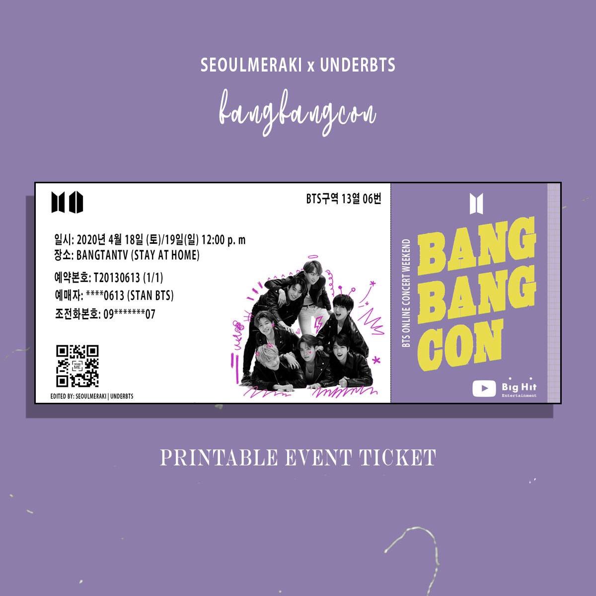 ren jungkook day on twitter thread of bangbangcon fan made tickets amp banners made by army bts concert at home https t co 9omttjauag twitter