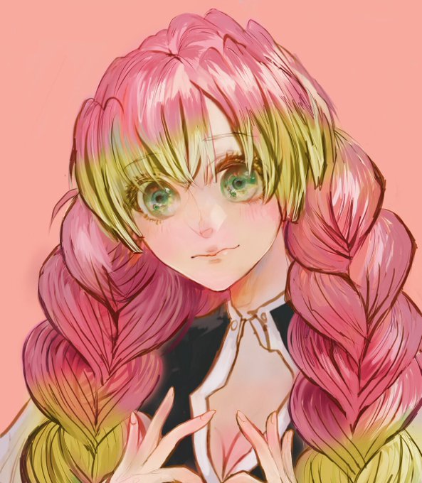 りゅかさんがTwitterに投稿した甘露寺蜜璃(鬼滅の刃)のイラスト。