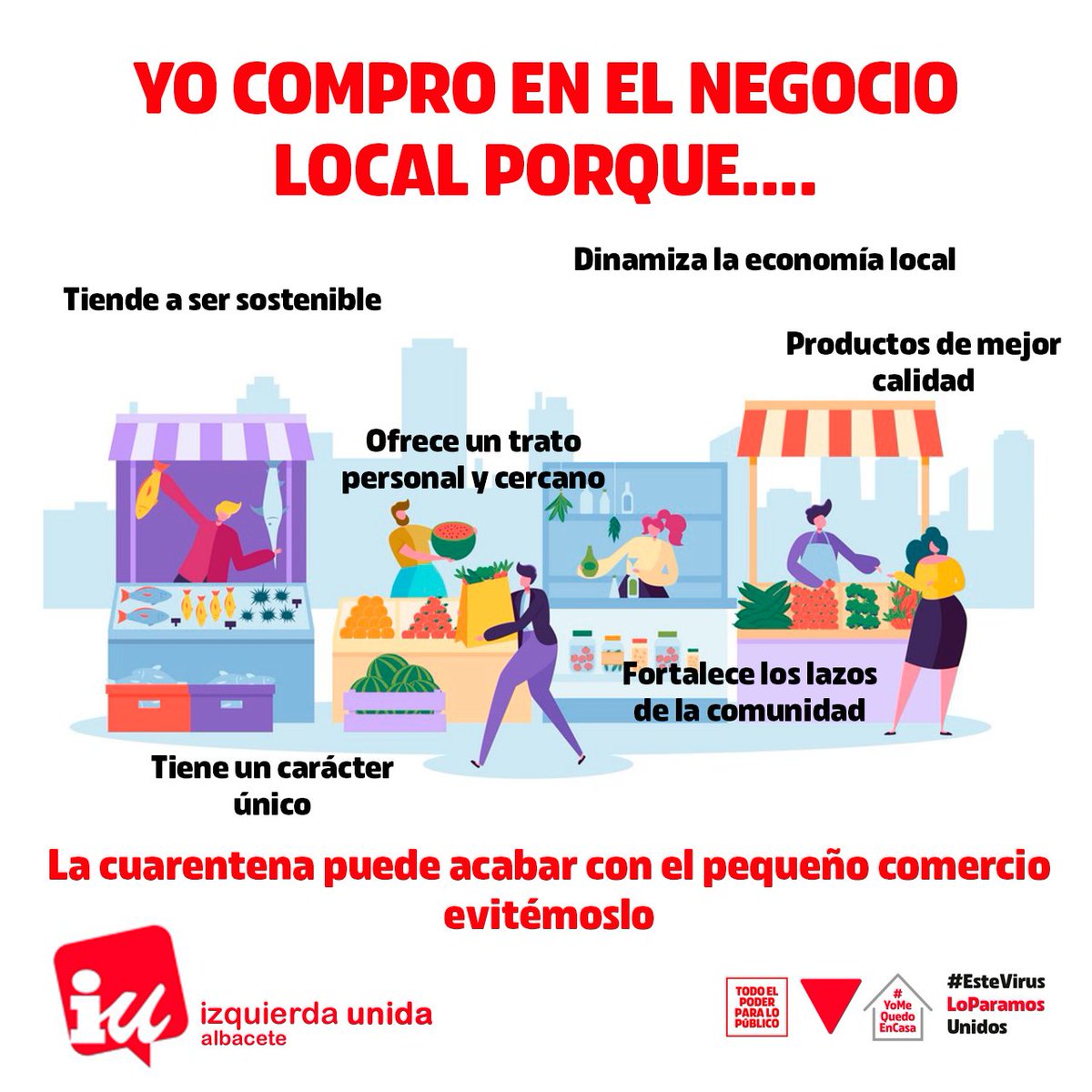IUAlbacete's tweet photo. El pequeño comercio de nuestra ciudad también está sufriendo la cuarentena, comprando en él, estás ayudando a las vecinas y vecinos de nuestros barrios. #CompraComercioLocal https://t.co/Peyv5lea9H