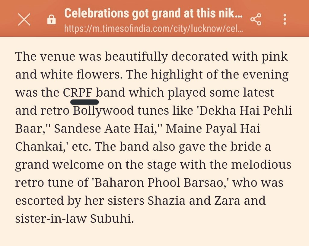 Wow, the man got CRPF band play at his daughter's wedding in 2018.  https://m.timesofindia.com/city/lucknow/celebrations-got-grand-at-this-nikaah-in-lucknow/articleshow/67179268.cms