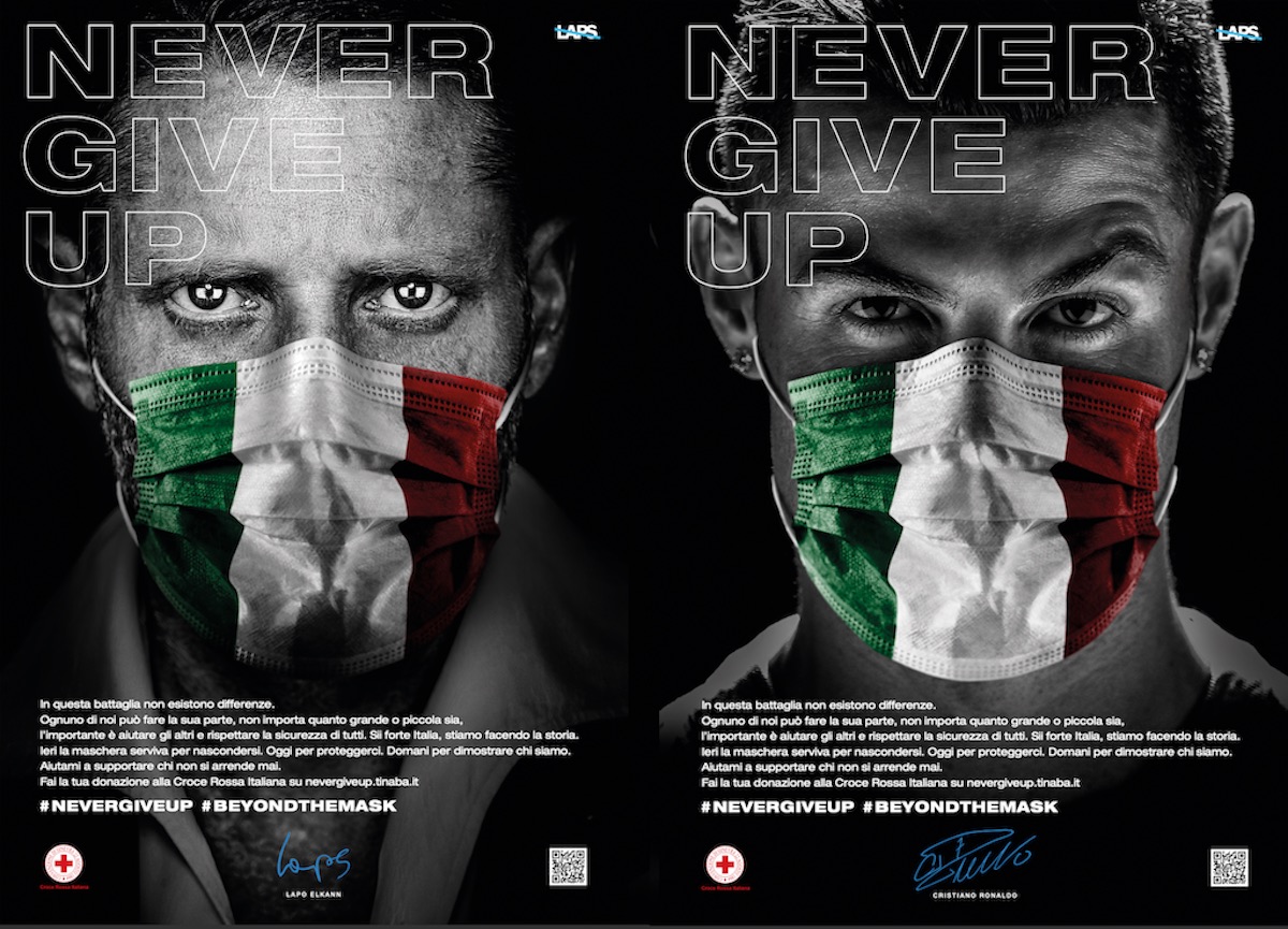 CalcioFinanza's tweet photo. La Fondazione LAPS di Lapo Elkann lancia #NeverGiveUp, una raccolta fondi per la Croce Rossa Italiana: tra i protagonisti della campagna anche CR7, Maldini, Zanetti, Del Piero e Fedez https://t.co/2UK0YYUZbp https://t.co/rXsLsFejLY