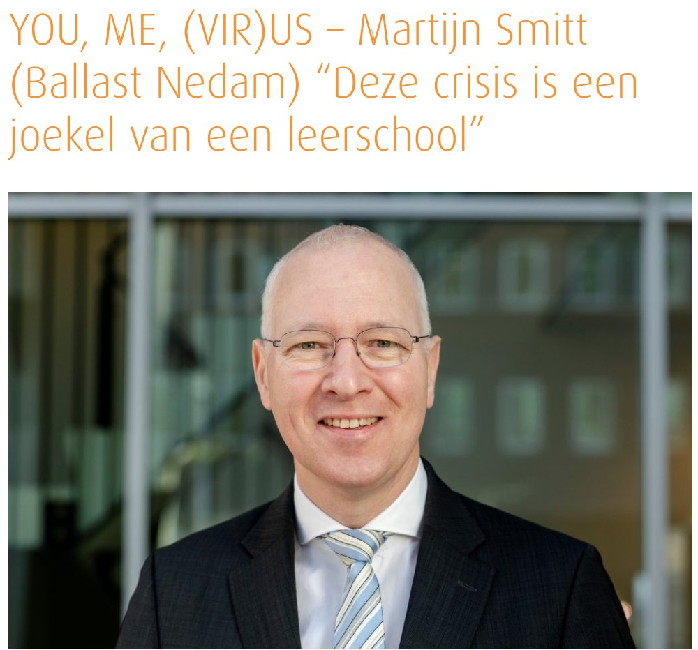 Verademing! Deze topman van <a href="/BallastNedam/">Ballast Nedam</a> zegt waar het op staat: "Dit is een joekel van een leerschool". Waarom dan wel en what's in it voor de bouw? Dat vertelt <a href="/MartijnSmitt/">Martijn</a> in #YouMeVirus op @bewustebouwers bit.ly/2wyL728