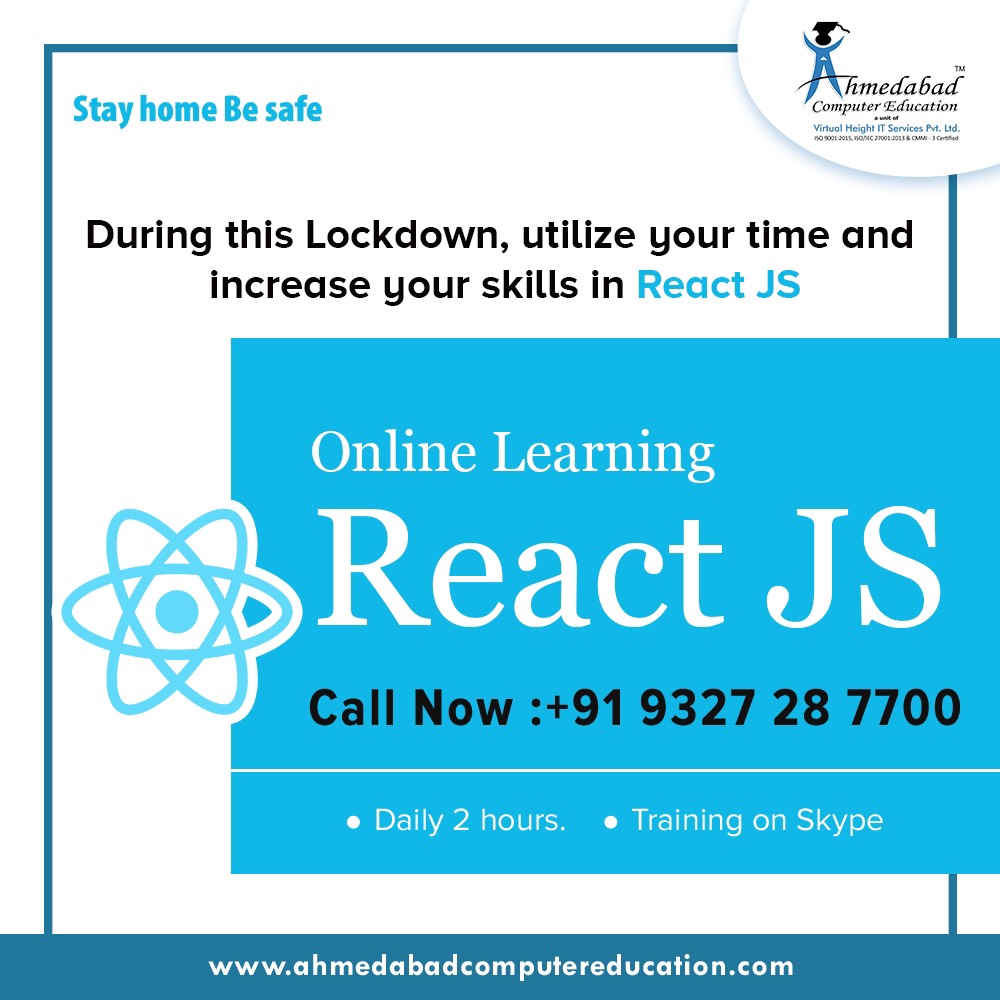 VirtualHeight's tweet image. During this Lockdown, utilize your time and increase your skills in React Native and React JS. Career-oriented Course. 100% Placement Assistance. Daily 2 Hours Training via Skype.
#reactnativeonlinetraining #reactJStraining #learning #online #skype #lockdown #stayhome #ahmedabad