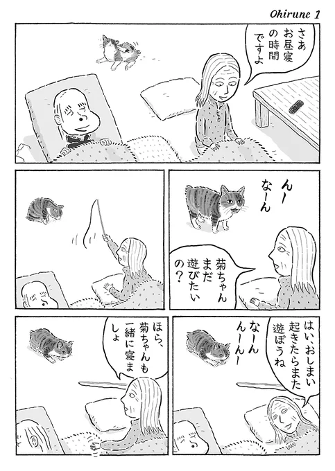 2ページ猫漫画「みんなでお昼寝」 #猫の菊ちゃん 