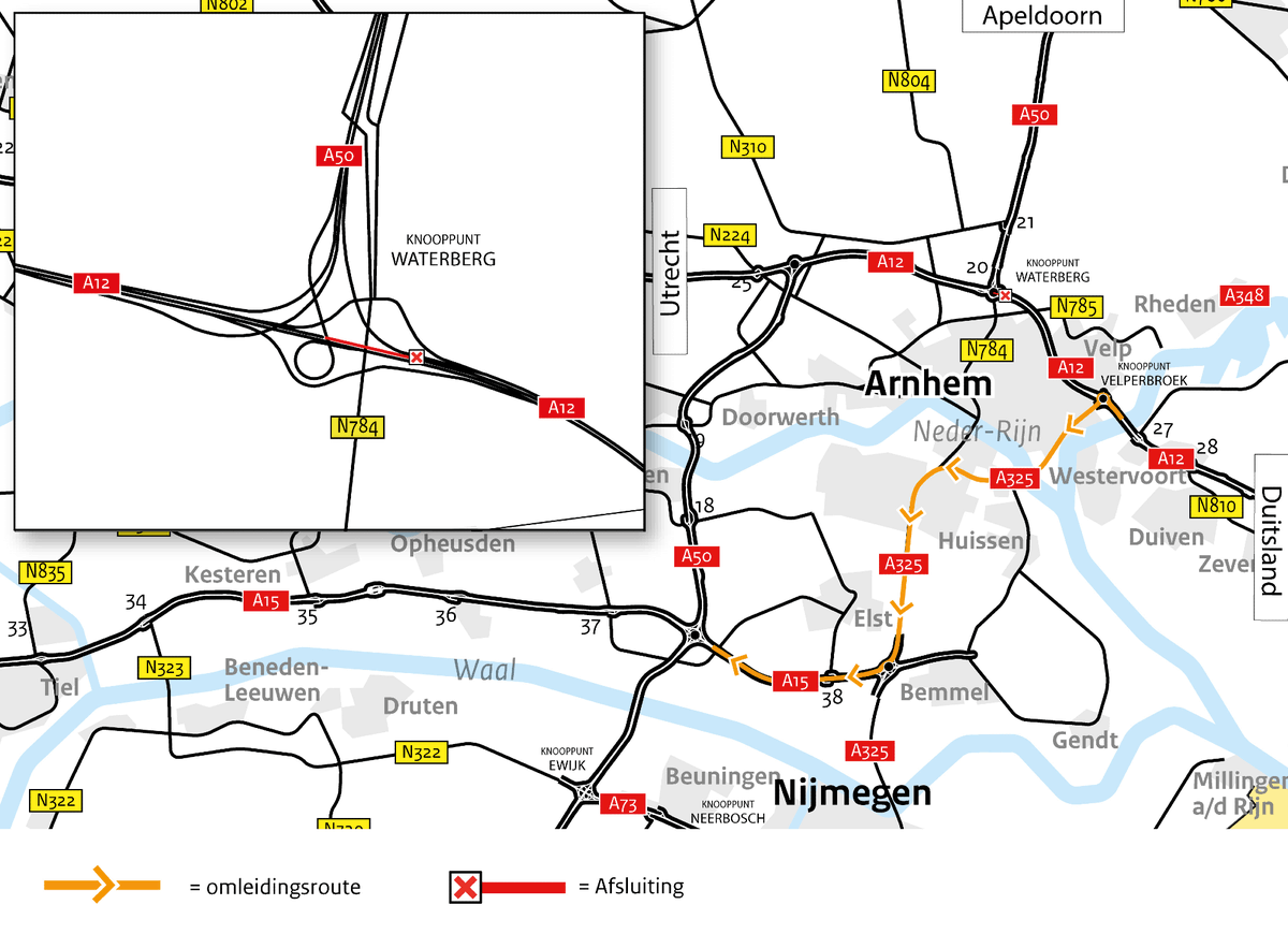 Rijkswaterstaat's tweet photo. We werken in 2 weekenden tussen 17 en 27 april 's nachts aan viaduct #Stadsbosch in de #A12 π£οΈ Tijdens het werk is de snelweg richting #Utrecht afgesloten, richting #Duitsland blijft 1 rijstrook in gebruik. Houd rekening met extra reistijd β https://t.co/zhsFR35q2E https://t.co/dZALnSjg6S