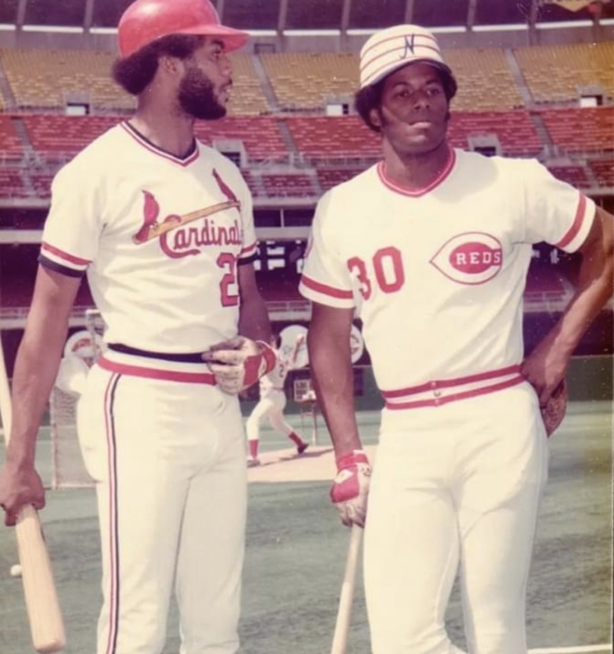 Happy 70th Birthday to Ken Griffey Sr. Pictured here in a glorious pillbox hat at the 1976 All-Star in Philly. 