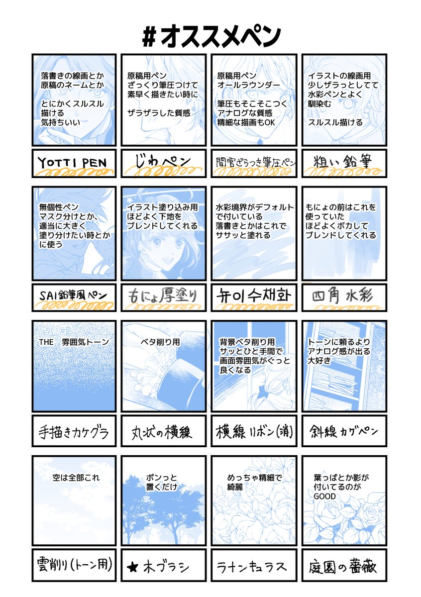 突然ですが私が惚れこんでいるペンたちです。モノクロ原稿用はずっと友達だったけど、最近はイラストや落書きのペンも定まってきた。 #オススメペン 