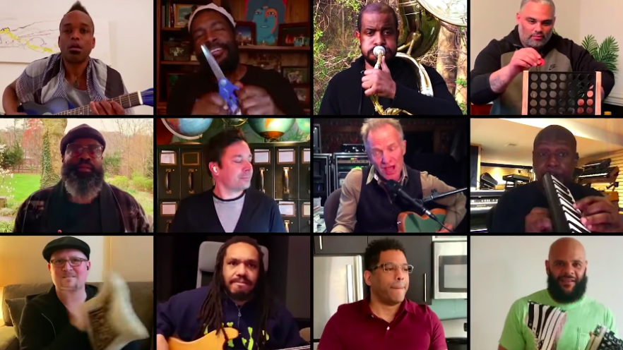 RollingStone's tweet photo. Sting, Jimmy Fallon and the Roots performed a quarantine remix of "Don't Stand So Close to Me" on #FallonTonight https://t.co/mBi6CLymGU https://t.co/BtRiJjMlh8