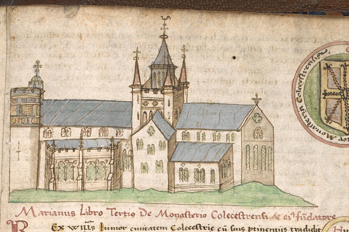 Anyway this is /VERY COOL/. Every fule no Colchester had a great abbey looming over its ruined priory, as its gatehouse is on the Pevsner cover. But I did not know there was a coloured 16thc(!) drawing of the church in the BL and about the recent investigation of the site