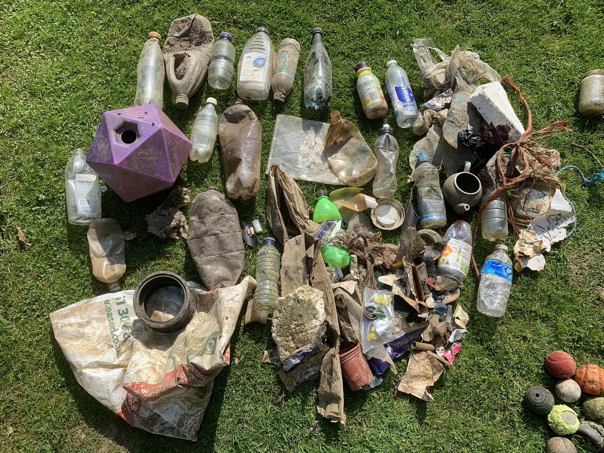 Decided to use my outdoor #lockdown time to #litter pick my local #river. Given it’s v rural and this was in < 1 mile of 1 bank the amount of litter is staggering. Mostly plastic but #vodka bottles and #dog toys common! Upstream next. <a href="/BristolAvonRT/">Bristol Avon Rivers</a> <a href="/WiltsRivers/">Wiltshire Rivers</a> <a href="/theriverstrust/">theriverstrust</a>