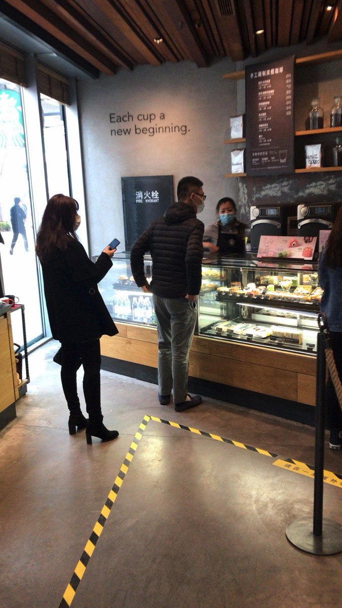 ...everyone thinks they are. Here are pictures of Starbucks (left) and the Apple store (right). People are getting snacks at food shops and buying food in supermarkets, but otherwise most shops remain open but empty, except for the occasional customer wandering around. I...