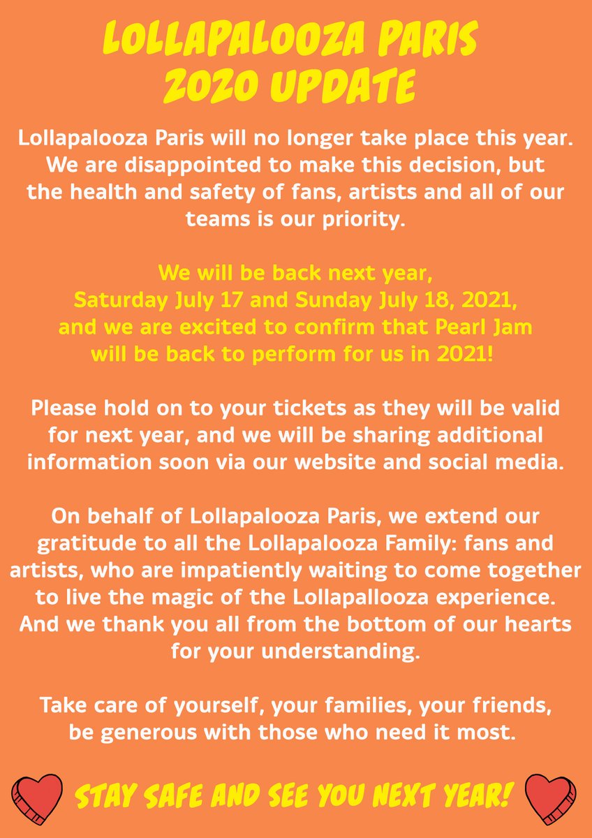 lollapaloozafr's tweet photo. Restez connectés, plus d’infos dans les jours qui viennent. Lolla Loves You! https://t.co/c05HL72zVt