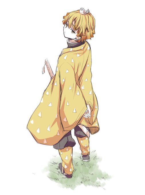 のめ🐈さんがTwitterに投稿した我妻善逸(鬼滅の刃)のイラスト。