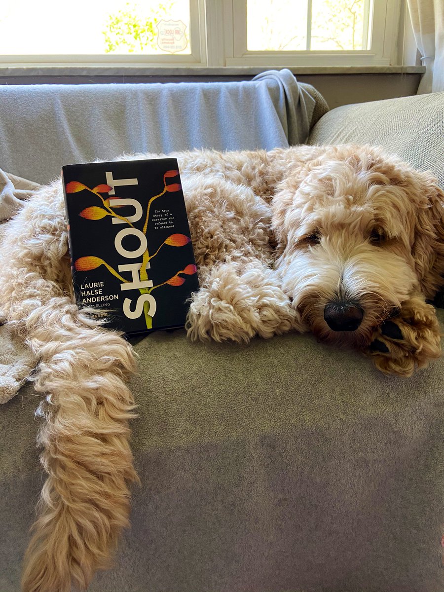 CoachOlson11's tweet photo. Book #2 of Spring Break! (Mollie approves). So awesome to meet you last spring, @halseanderson!! π€ https://t.co/JAPjwuqcVx