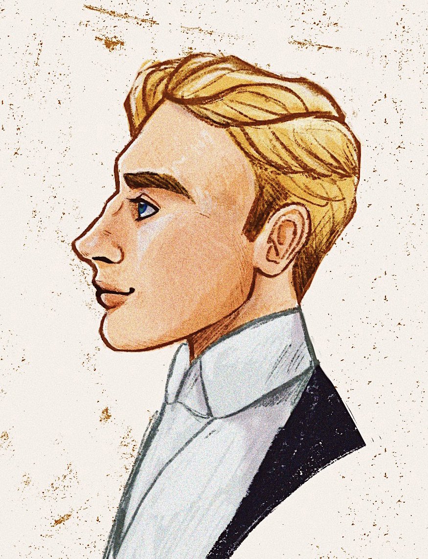 art for this fic (link above) will be in this thread! i looked up gilded age-era art and i wanted to capture a comic and old illustrative style. here is a portrait of steve as the protagonist with an era-appropriate frame, used in the header.