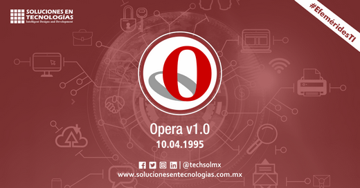 techsolmx's tweet photo. Un día como hoy (10/04/1995): Opera Software lanzaba la versión 1.0 de su navegador web Opera, que usaba el motor de renderizado Blink, para computadoras de escritorio, móviles y tabletas. https://t.co/X03rqGtt7U

#SomosSoluciones #EfeméridesTI #OperaSoftware #Blink #Opera https://t.co/TrFULNXVIa