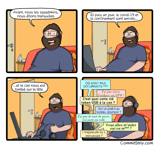CommitStrip_fr's tweet image. Et le ciel nous est tombé sur la tête commitstrip.com/2020/04/10/all…