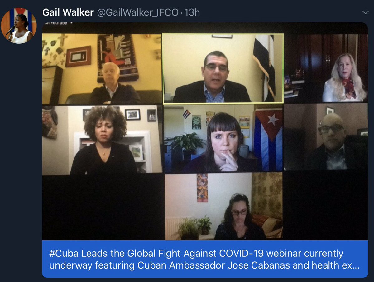 JosefinaVidalF's tweet photo. When I heard Prof. John Kirk from #Canada🇨🇦 say at a webinar yesterday that #Cuba🇨🇺 is the only country in the world 🌎 that, while dealing with its own fight against #COVID19 🦠😷 is also the only one to send doctors and nurses to 16 countries, I was proud #OrgullosoDeSerCubano https://t.co/kL24SsGIsi