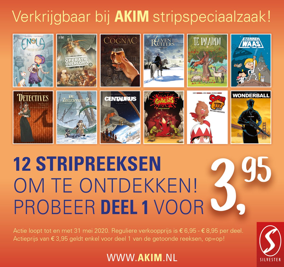 Probeer eens een nieuwe stripreeks, voor de leuke prijs van €3,95!
En er zitten ook leuke strips voor de jeugd bij.
akim.nl

#trysomethingnew #stripboeken #stripwinkelakim #actie