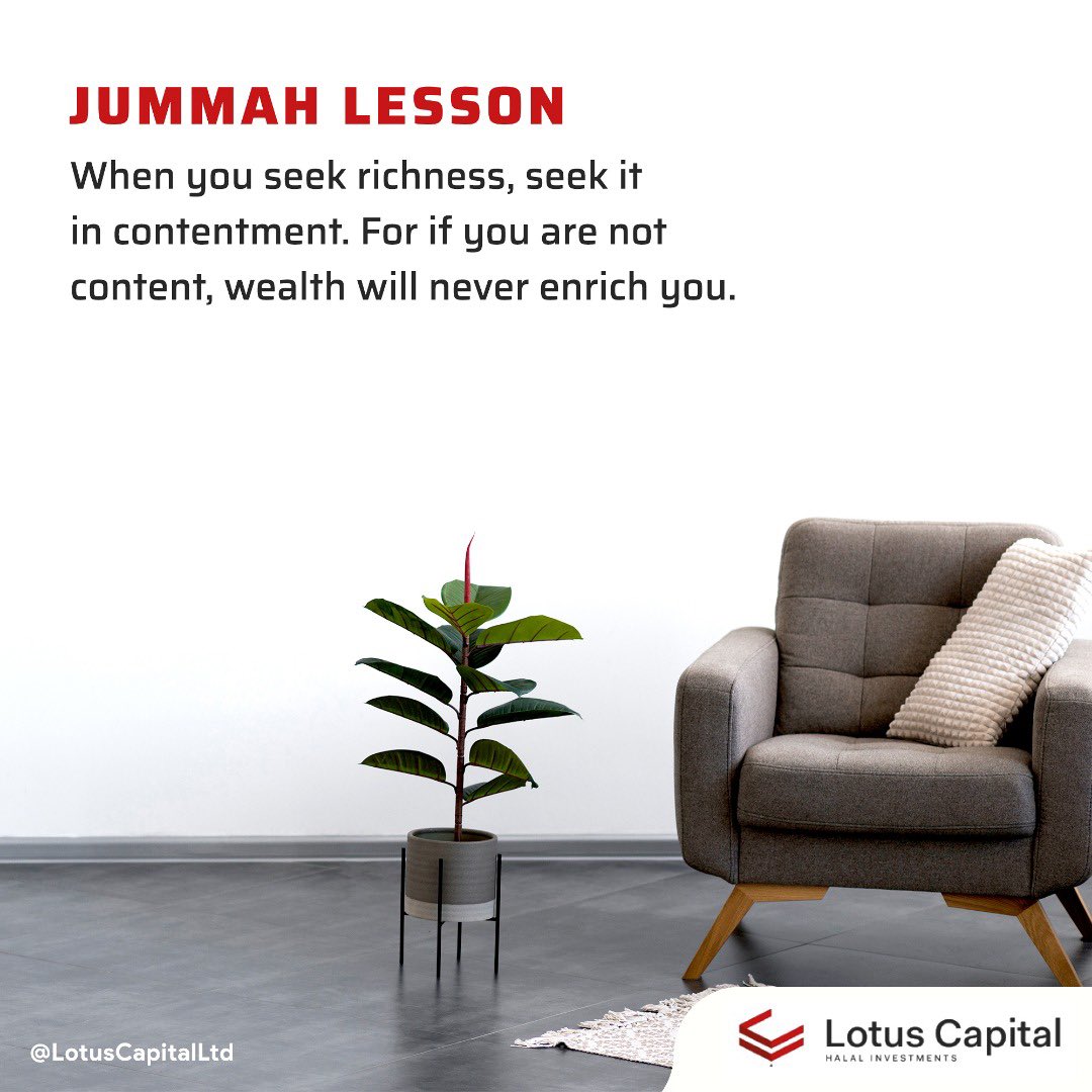 lotuscapitalltd's tweet photo. The one who is truly rich is the one who strives for good and remains content. 

We wish you a blessed Jummah 🌟

#Jummahlesson #jummahmubarak #islam #FridayMotivation https://t.co/WxlMTzqzk5