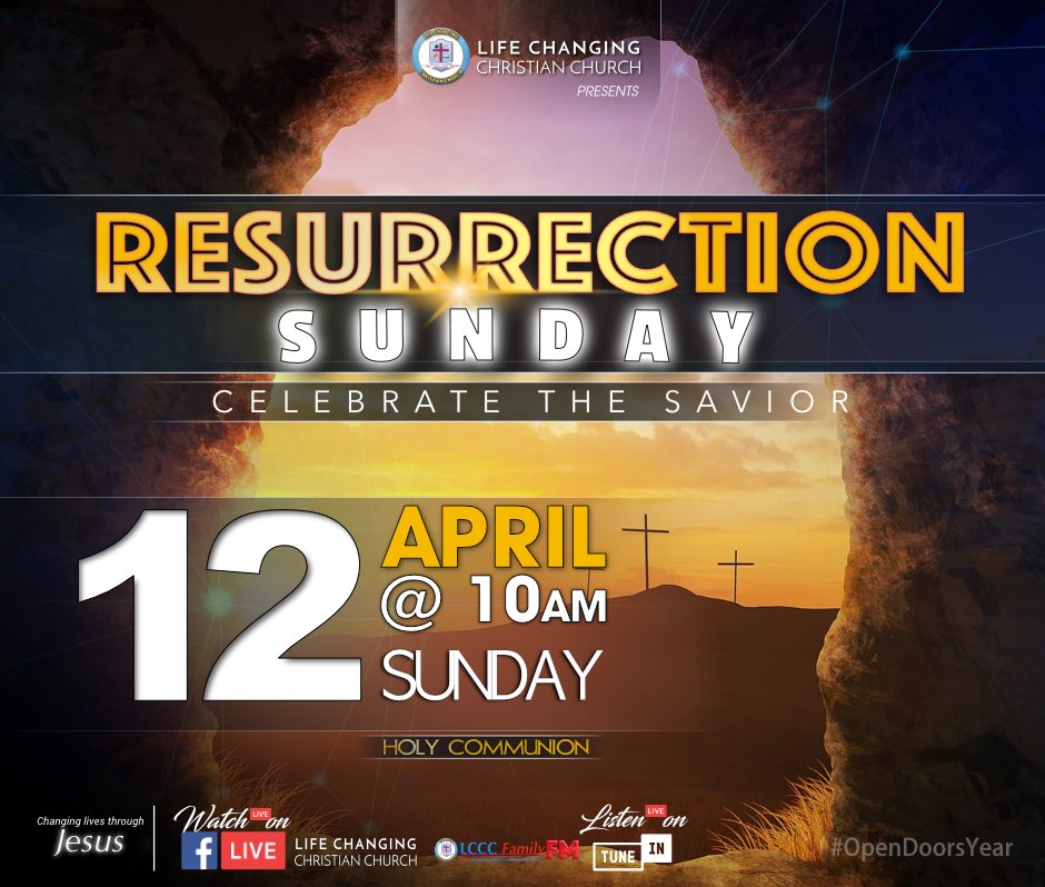 LifeChangersHQ's tweet photo. This Sunday we celebrate the greatest event in human history. JOIN US! in our Resurrection Sunday Service, as we celebrate our risen Lord, Jesus! Kindly make sure you get your Holy Communion items ready.
#ResurrectionSunday #OnlineService #OpenDoorsYear https://t.co/NJVt0VDrf4