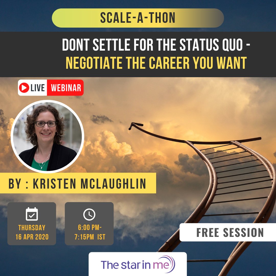 Thestarinme1's tweet photo. #SCALEATHON #LIVEWEBINAR
#Negotiation is often discussed as an important skill in your career. Learn about it in this #Webinar by Kristen McLaughlin.
Register Now: https://t.co/sqYki9YEkE
#webinaarseries #freewebinar #freelearningmonth #negotiate #salarynegotiations https://t.co/VDH891YbAT