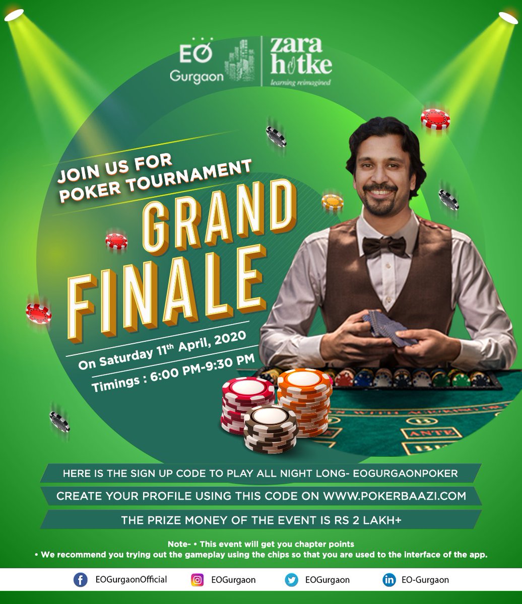 The Night Has Arrived. Join us for the Grand Finale of Poker Tournament on 11th April and stand a chance to win upto Rs. 2 Lakhs+.
All you have to do is log on to pokerbaazi.com &amp; join the game night.

#EOGurgaon #Poker #WorkfromHome #ZaraHatke #EOSA #EOSouthAsia