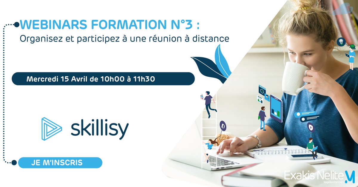 EXAKIS_NELITE's tweet photo. [WEBINAR FORMATION] 15/04 💻 Organisez &amp; participez à une réunion à distance avec #Microsoft #Teams
✅Créez une réunion à distance, partagez et coéditez vos documents pendant la réunion
✅Saisissez directement votre compte-rendu dans #OneNote 
➡️ https://t.co/jJe4J176rn https://t.co/emb4zJQtsk