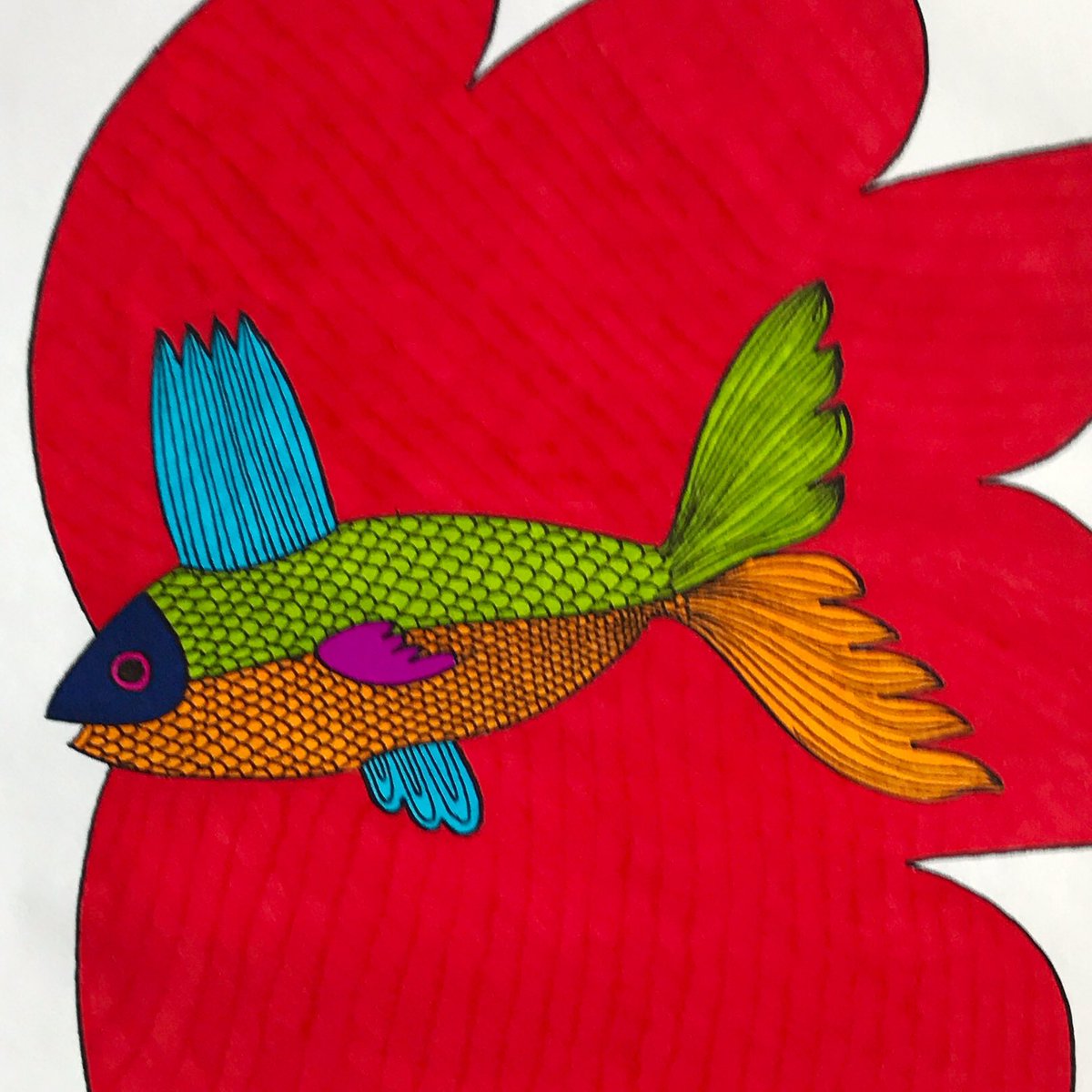 Each work is in ink on paper & is A3 sized (11.7 x 16.4 inches; 29.7 x 42cm)Flying Fish (2020)