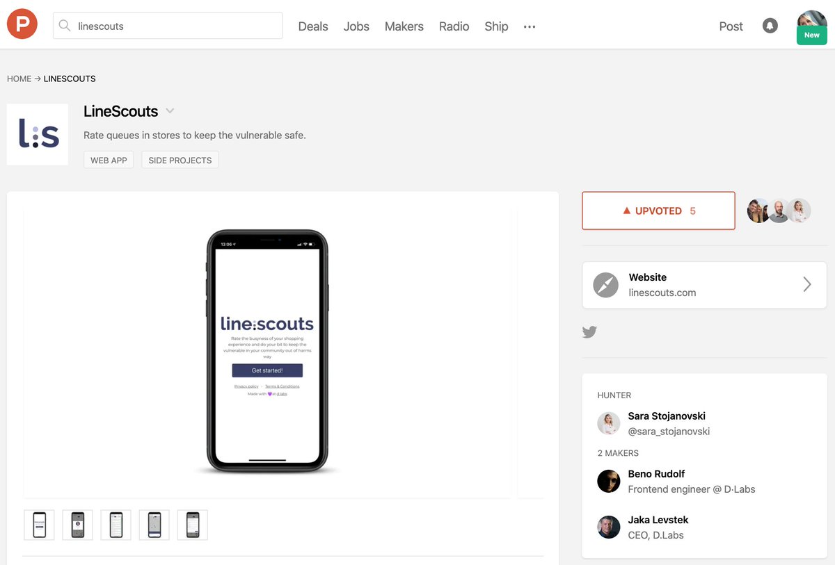 LineScouts's tweet photo. LineScouts is on ProductHunt: https://t.co/8sTHIuy9Lk 

▲ Upvote to help spread the word. The more people use it, the more we can help protect the vulnerable from the public hazard of queueing. https://t.co/VLWrncGh87