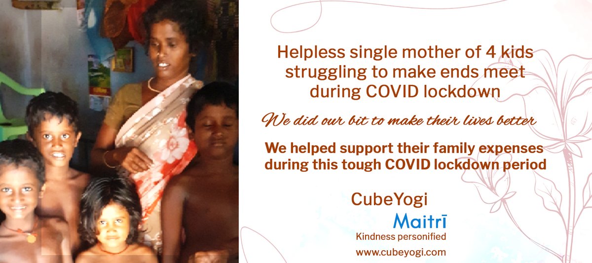 cubeyogi's tweet photo. Single #Woman with 4 kids struggling to make ends meet in this #COVID lockdown.We did our bit to make their lives better by contributing to support them.Thanks to our #employees #customers #partners + everyone in our ecosystem who made this happen 🙏 

#Covid_19india #COVID19 https://t.co/jw9Ji7eaIi