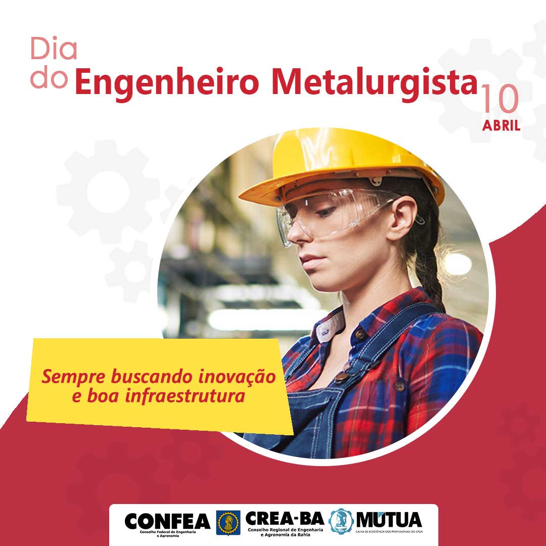 CreaBahia's tweet photo. Hoje, 10 de abril, é dia do engenheiro metalúrgico, o profissional que coloca as “mãos no fogo”, literalmente, para contribuir com o progresso do nosso país!

Nós do Crea-BA, agradecemos a esse profissional que faz parte da nossa família! #EngenheiroMetalúrgico #CreaCompromisso https://t.co/CZIV8vcN4R