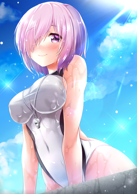 マシュ・キリエライト(Fate) 「水着ジャンヌの競泳水着を着たマシュちゃんです #FateGO #FGO 」|泉水茜のイラスト