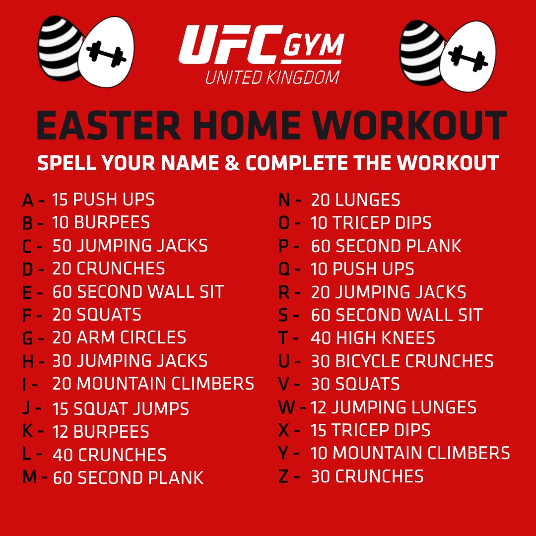 Ufc Gym Uk Happy Easter Weekend From Everyone At Ufc Gym Uk To Help You Stay Active And Traindifferent This Easter Here S A Hiit Challenge From Us To