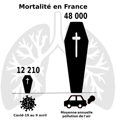 velopole's tweet photo. La mortalité du covid19 a atteint le 9 avril le quart de celle de la pollution de l'air.
Mortalité du Covid19 en France:
12 210 au 9 avril.
Moyenne de la #pollution de l'#air en France:
48 000 par an.
#pollutionpunitive
#plusfortquelevirus
#restezchezvous
#Confinement https://t.co/LWCiyuqz6g