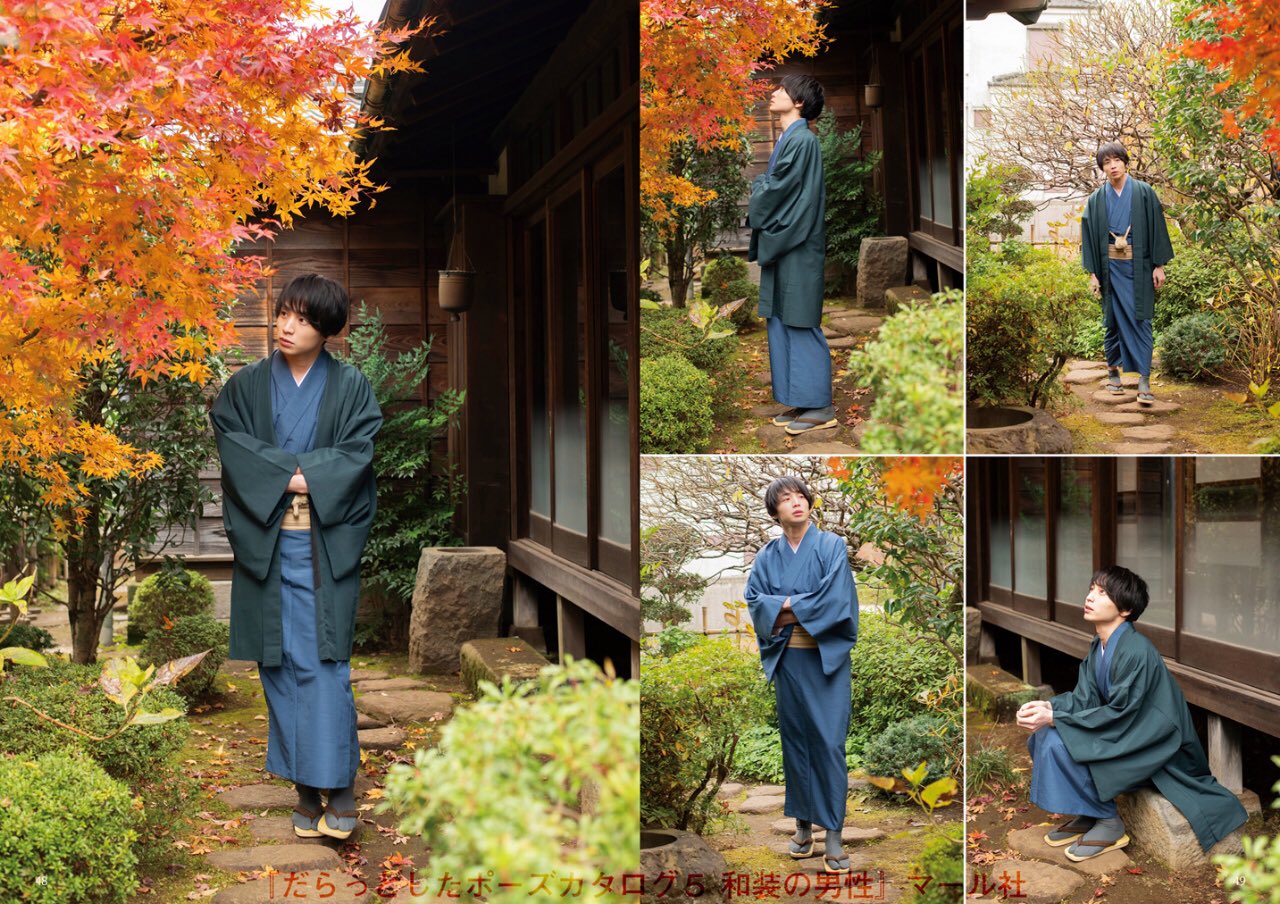 マール社 モデル紹介 その弐 だらっとしたポーズカタログ５ 和装の男性 砂原健佑さん 着物も書生袴も似合いすぎて お顔が美しくて もはや絵なのでは と混乱しました 4 22発売予定 予約受付中 編i 砂原健佑 さん 番長ボーイズ さん