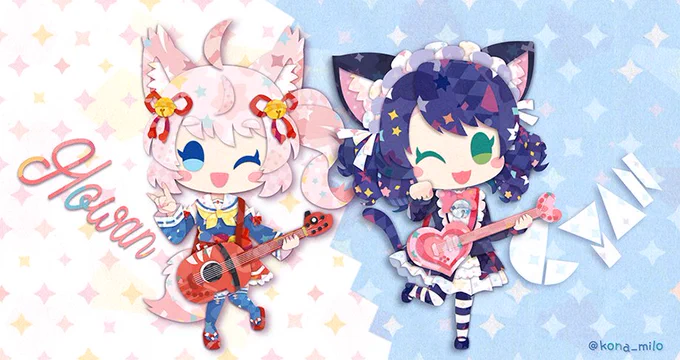 ほわんちゃんとシアンちゃんのぬりえ。 