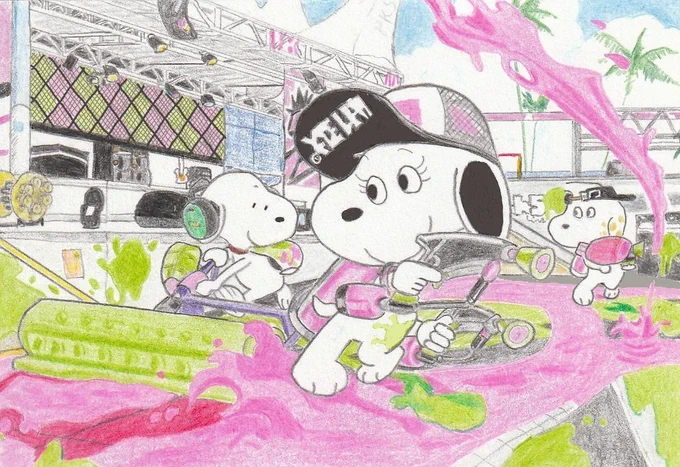ゲームの世界のスヌーピー。Snoopy in the game world. #イラスト #illustration 