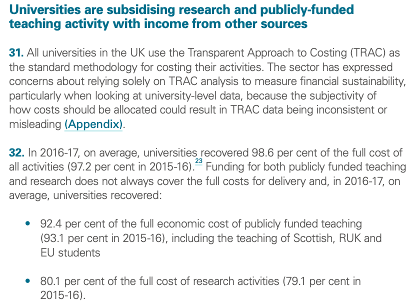 4: The cross subsidisation of undergraduate teaching and research from international students and other income streams.Students are funded at about 10% below cost.This crisis is going to expose that in a very blunt way.