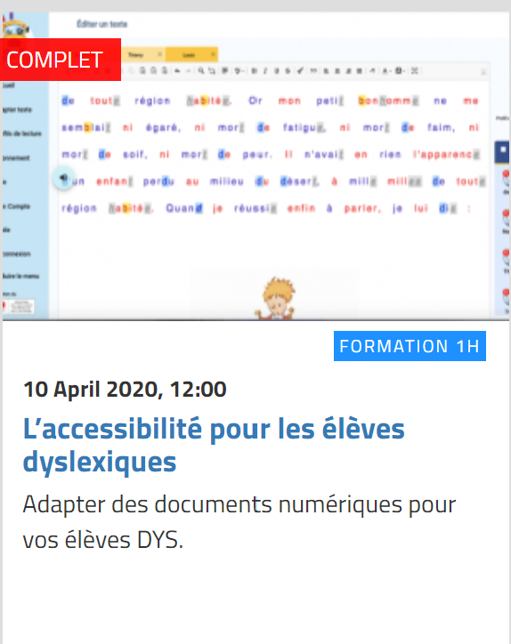 #MlfVeille En cours sur le #ForumPédagogique la présentation par <a href="/aidodys1/">Aidodys</a> de ses outils pour adapter les supports en faveur des personnes porteuses de troubles #DYS